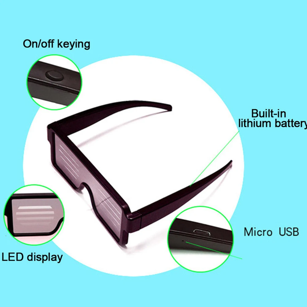 Flashing Party Eyewear Light Up Display Screen Led Nightclub Glow Glasses Sunglasses Multi-Purpose
