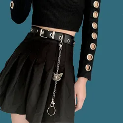 Punk Belt for Women Designer Personality Butterfly Belt Fashion Luxury Belts Chain Denim Lady Decoration Waist Famale Punk Rock