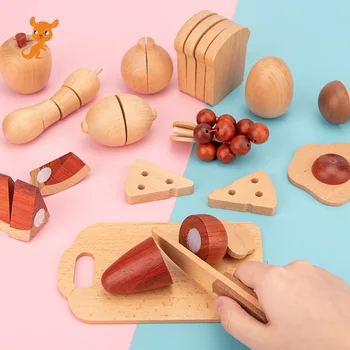 

Children Fruit Cutting Toys Wooden Magnetic Vegetable Slicer Fancy Toy Wooden Teething Stick Play Kids Kitchen Toys