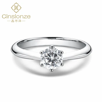 

Cinsionze White Gold Plated S925 Sterling Silver Ring 1.0 Carat Engagement Wedding Moissanite Rings Gifts For Women Girlfriend