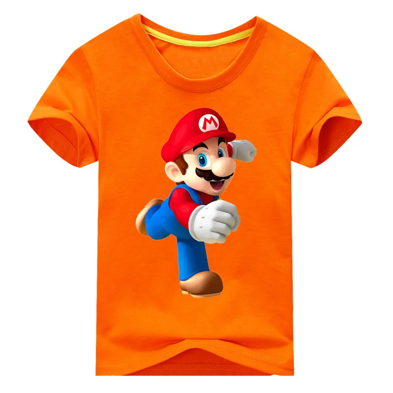 Одежда для детей футболки с принтом «Братья Марио» для мальчиков и девочек; Детские топы; футболки с принтом детская летняя футболка с короткими рукавами - Цвет: E