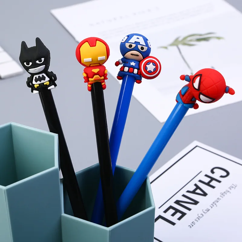 Cute 0.5mm Super Hero Spiderman Captain America Iron Man Gel Pens Student Writing Signature Korean Stationery |
