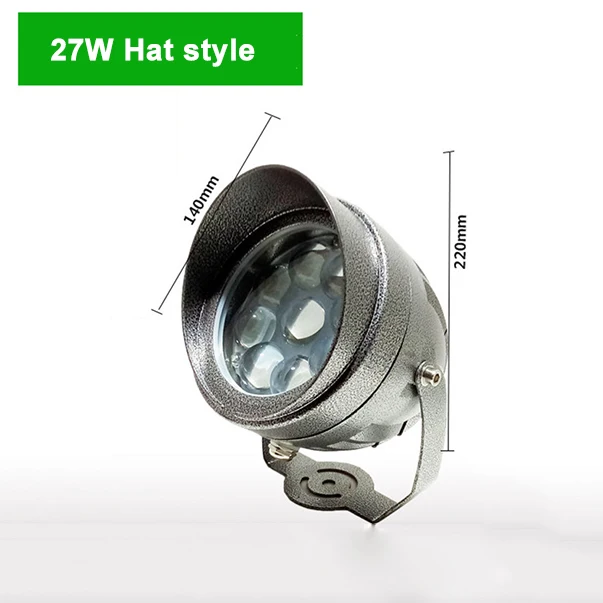 27W Hat style 220 В 110 В RGB Светодиодный прожектор луч света 10 Вт-48 Вт отражатель прожектор Водонепроницаемый IP65 прожектор Наружное настенное освещение ZFG0005 - Испускаемый цвет: 27W Hat style