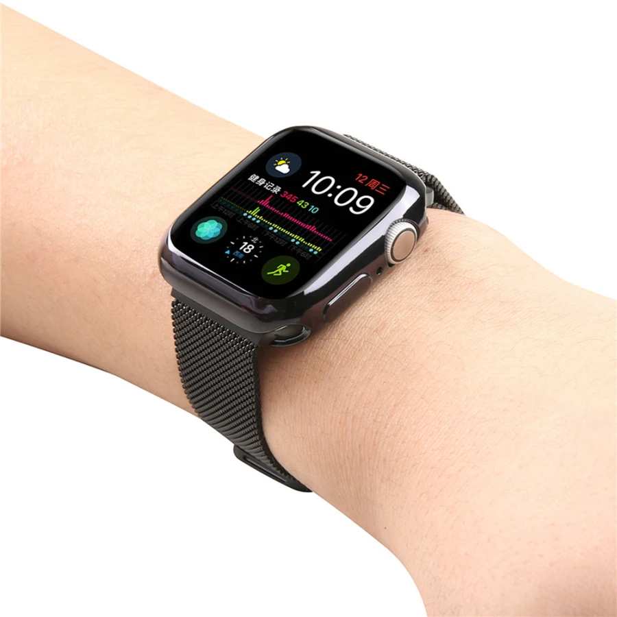Чехол s для Apple Watch, 44 мм, 40 мм, серия 5, чехол с покрытием, TPU, мягкая защитная оболочка, защитная рамка для iWatch, 4 полосы, бампер