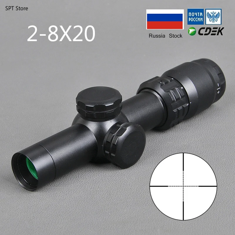 

2-8x20 Riflescope Mil Dot Reticle Sight Rifle Scope Sniper Hunting Scopes Tactical Rifle Scope Airsoft Air Guns