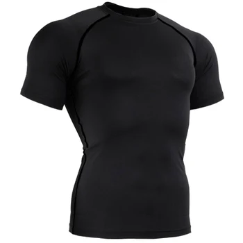 

Summer Men Compression Shirts Quick-drying Bodybuilding Fitness Clothing For Outdoor Running Short Tight T-shirt Hot