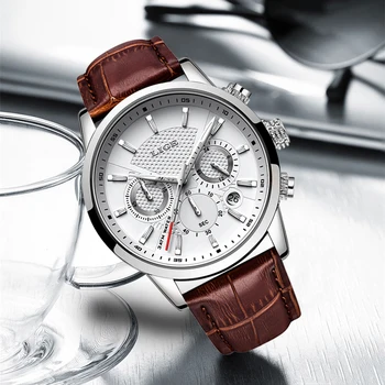 

LIGE New Mens Watches Top Brand Luxury Quartz Watches Men Clock Waterproof Chronograph Leather Sports Watches Relogio Masculino