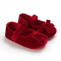 Prewalker Newborn Baby Plush Bow Solid Color Soft Comfort 0-18 Months Baby Casual Shoes Toddlers 1