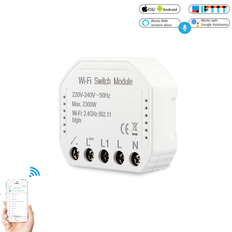 Умный настенный Wi-Fi адаптер выключатель модуль Smart Life Tuya приложение дистанционное управление Alexa Echo Google Home 1 способ 2 способ переключатель модуль - Цвет: Beige