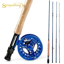 Sougayilang 2,7 м/8,86 фута углеродное волокно удочка для ловли нахлыстом 4 секции портативный светильник ультра вес нахлыстом удочка и катушка для нахлыстом комбо