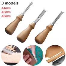3 boyutu pratik deri el sanatları kenar Beveler Skiving Beveling bıçak DIY kesme el sanatları aracı ahşap saplı A4mm A6mm a8mm