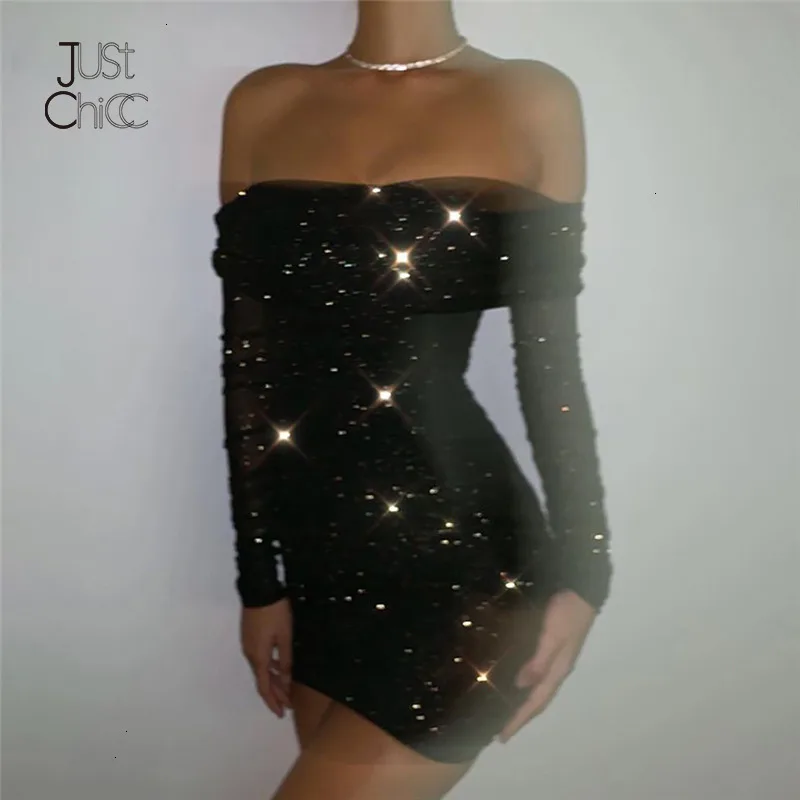 Сетчатое платье Justchicc с блестками женское облегающее пикантное вечернее длинным