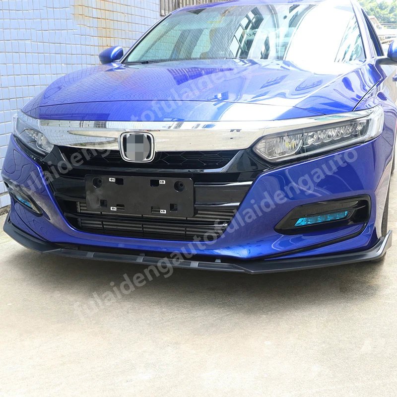 3 шт. для Honda Accord- углеродное волокно ABS глянцевый черный передний бампер для губ защита от столкновений накладка автомобильный Стайлинг