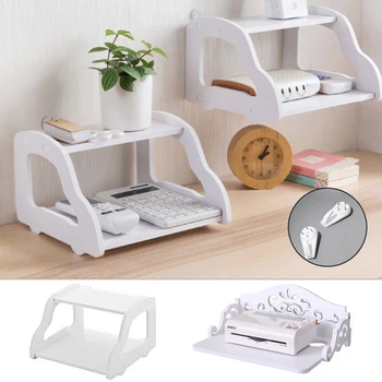 

1PCs Wireless Wifi Router Storage Box Panel Shelf Remote Control Holder Wall Hanging Bracket Cable Organizer Home Decor White