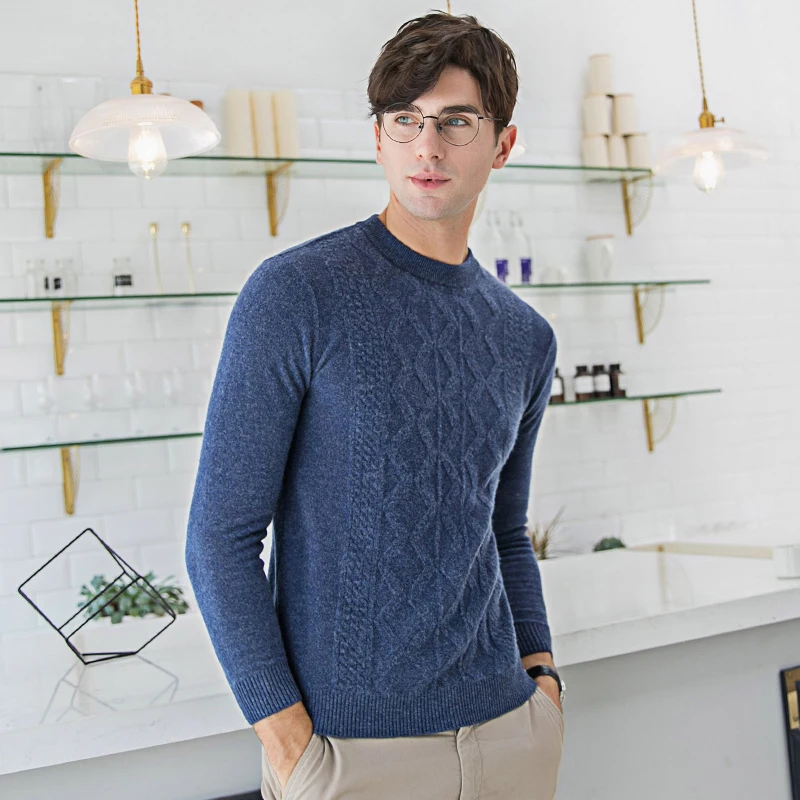 Dusen Кляйн Мужской Повседневный пуловер с круглым вырезом приталенная рубашка с длинными рукавами мужские свитера трикотаж зимняя кашемировая шерсть Pull Homme 3516