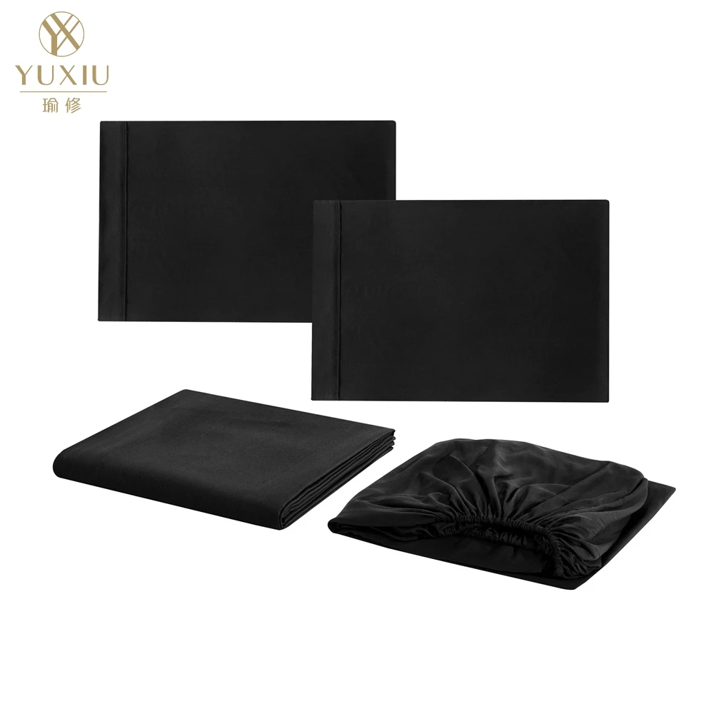 Yuxiu Bedspread Coverlet sets flat fitted sheets pillowcases Plain solid brushed Twin Full Queen King bedding set bed linens