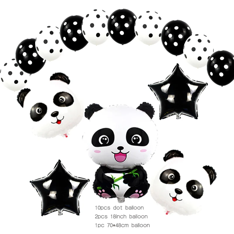 Вечерние шары с пандой, украшения для первого дня рождения, Вечерние черные воздушные шары из фольги в виде цифр, вечерние игрушки для детей - Цвет: panda set 5