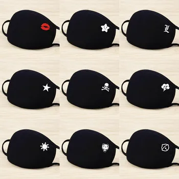 

1PC Black Cotton Mask Multi-Style Anime Cartoon Mask Print Protection Face Reusable Mouth Cover Mask Anti-dust Pollution Mask