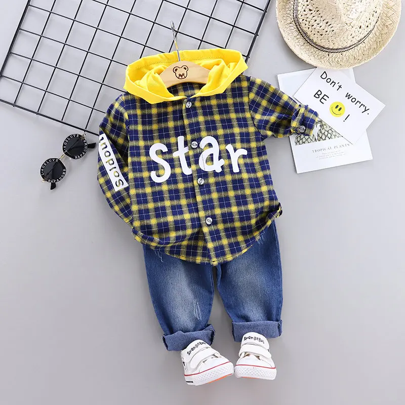 Beste 2020 Lente Baby Casual Trainingspak Kinderen Jongen Meisje Katoenen Rits Jas Broek 2 Stks sets Kids Plaid Sport Pak Baby Kleding