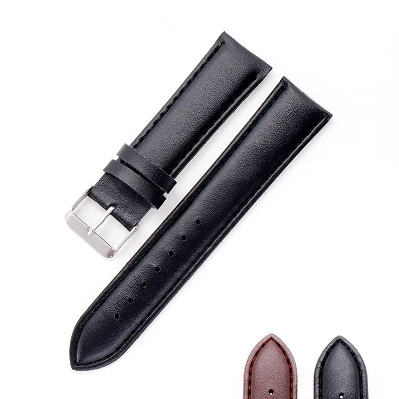 

DOBROA Fashion Pu Leather Watchband 2020 Stainless Steel Buckle Clasp Watch bracelet New Leather Watch Straps
