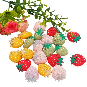 

Chenkai 10PCS Silicone Strawberry Beads BPA Free Pacifier For Infant Nursing DIY Baby Chewable Teething Making Jewelry Gift