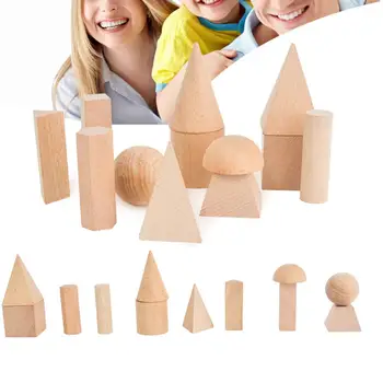 

12Pcs/Set Geometric Model Wooden 3D Blank Geometric Solids Model Math Teaching Aids Children Toy