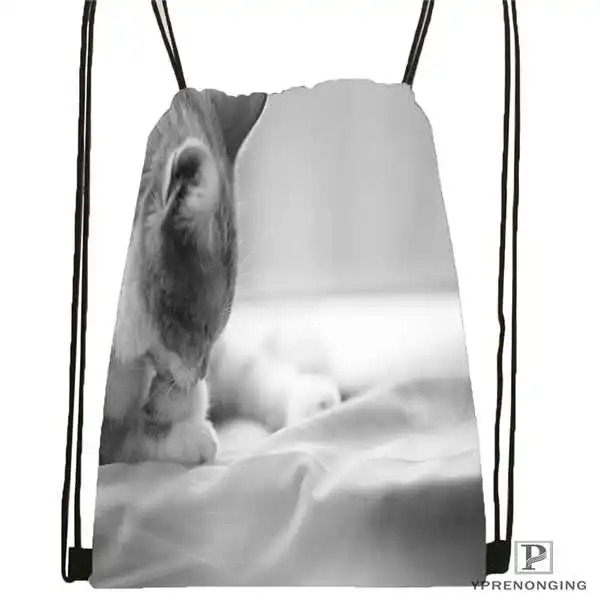 Drawstring Backpack Custom Blue Eye Honeyed Рот Кошка походная сумка на шнурке милый рюкзак для детей(черная спина) 31x40 см#180531-04-36 - Цвет: Drawstring Backpack