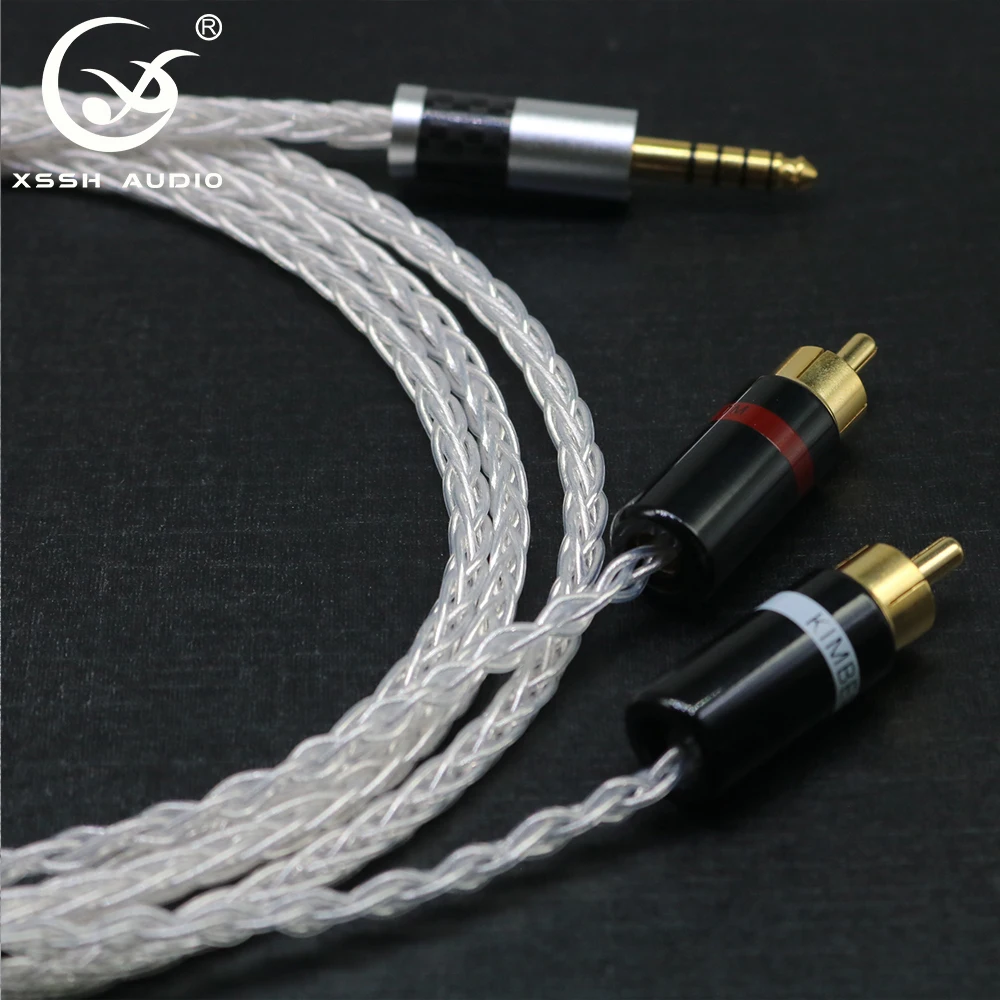 YIVO XSSH audio 4 4mm to 2 RCA 8 core Silver Plated pure copper Headphone Earphone Extension Cable Wire Cord
