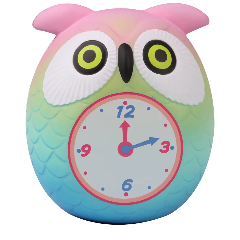

Squeeze Cute Owl Clock Slow Rising Cream Scented Decompression Toys Cartoon Adults Healing Anti-stress Toys #C