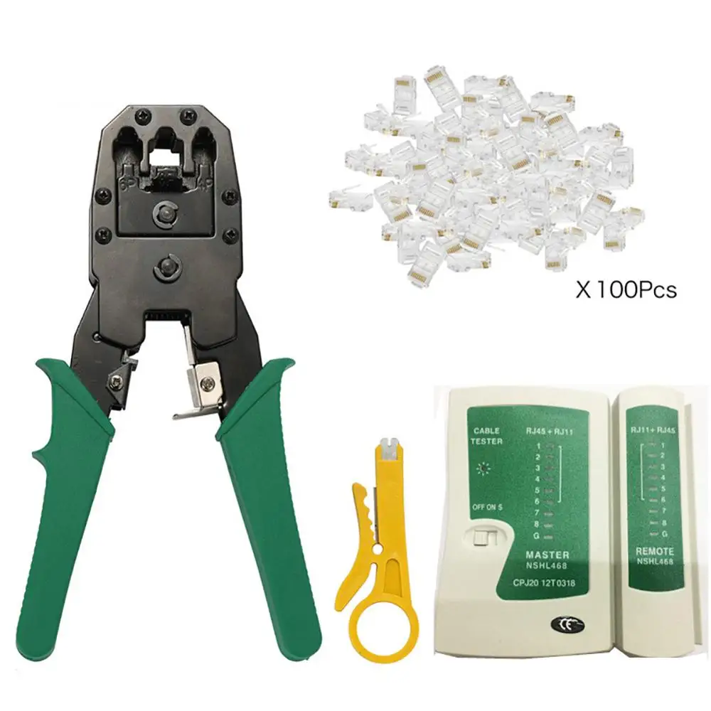 pliers and tester Сетевой кабельный зажим плоскогубцы Обжимные Щипцы тестер сетевого кабеля RJ45 RJ11 RJ12 CAT5 незащищенная витая пара кабеля локальной сети тестер сетевые инструменты - Цвет: pliers and tester