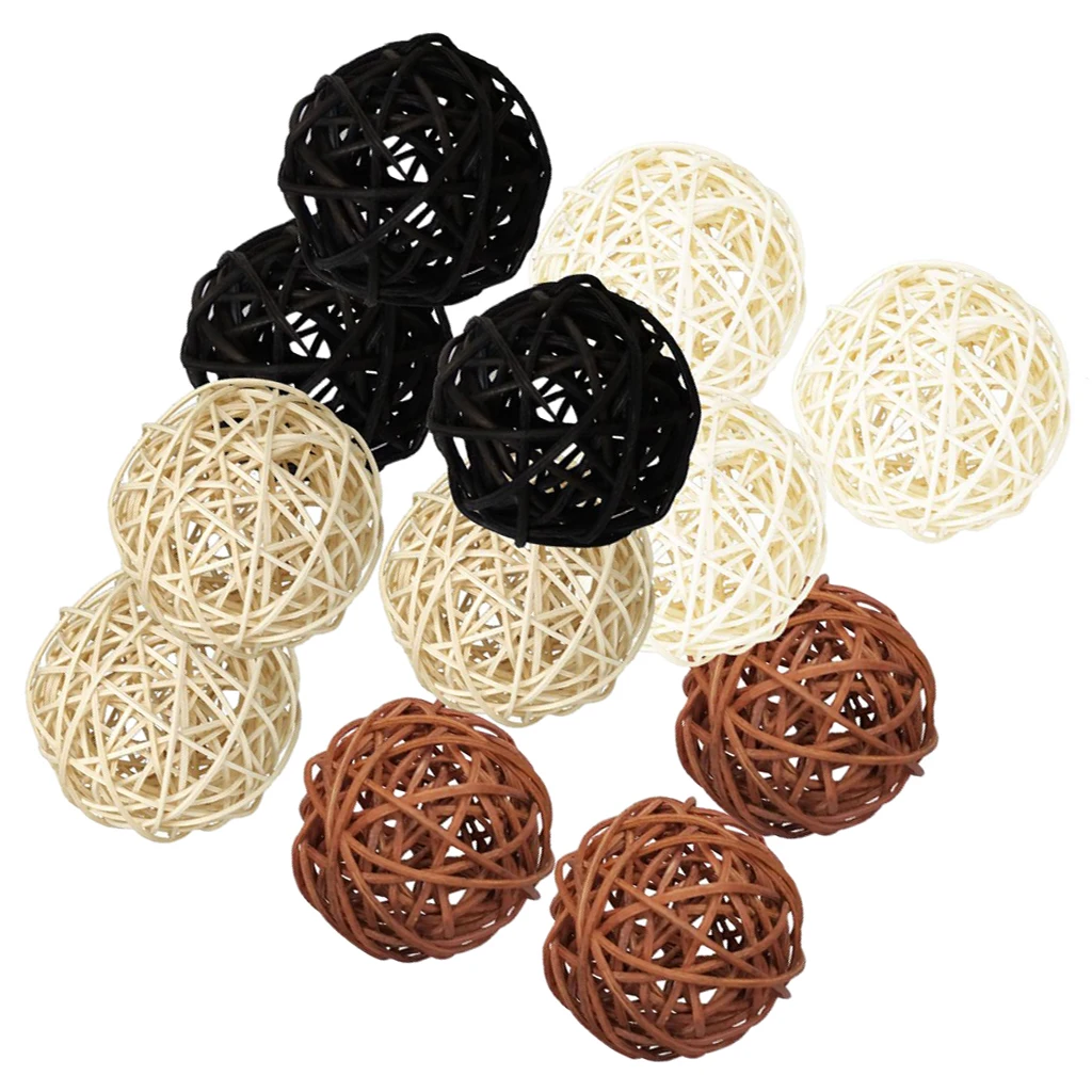 12Pcs Mix Decorative Rattan Twig Vase Bowl Filler Rattan Wicker Cane Ball 50mm