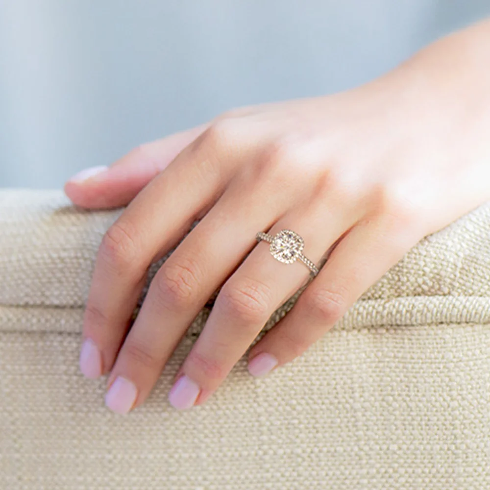 NiceGems 14 к белое золото 1ct или 2ct DF цвет Moissanite Алмазная изящная микропроложить Подушка обручальное кольцо с камнем для женщин ювелирные изделия