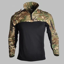 Мужские камуфляжные рубашки Tacticalpring осень с длинным рукавом хлопок дышащий мультикамера Военная для пеших прогулок Охота альпинистские футболки