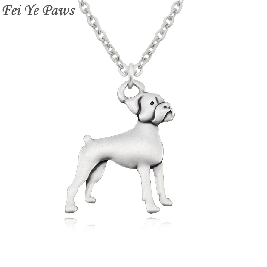 Vintage Funny Boxer Dog Charm Pendant Choker Necklace For Women Men