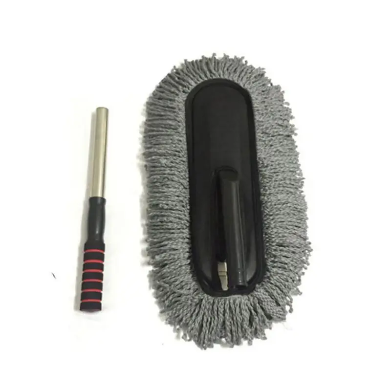 Полотенце из микрофибры для чистки машины Щетка авто окно Duster выдвижной нержавеющей стали - Цвет: D