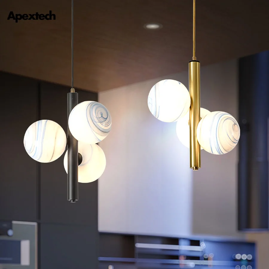 3 стеклянные шарики светодиодный подвесной светильник droplight современный нордический стиль Подвесная лампа на потолок столовая спальня прикроватные светильники