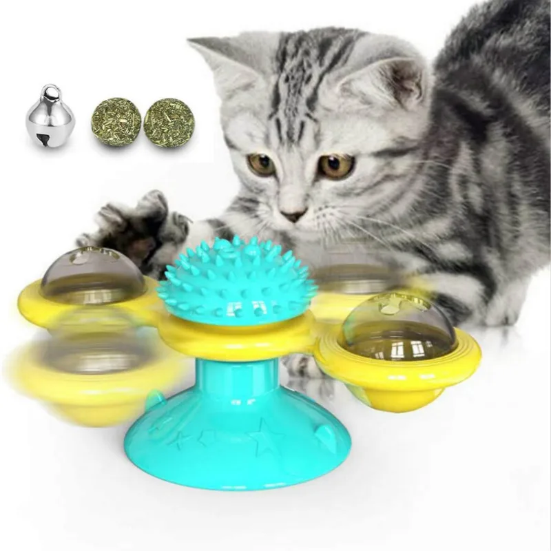 

Windmill Cat Toy Turntable Teasing Interactive Cat Toys Interactive With Catnip Cat Scratching Tickle Pet Ball Toys Cat Supplies