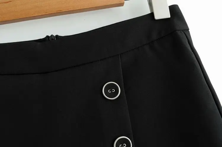 C66-2173 Summer New Style Europe And America High-waisted Culottes Anti-Exposure Fastener Decoration Slim Fit Shorts Women's a G