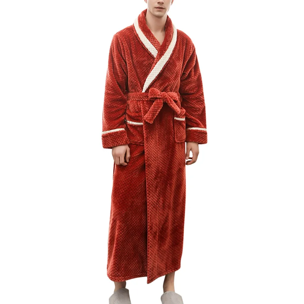 Халат с длинным рукавом, парные пижамы, Осень-зима, Теплый удлиненный банный халат, домашняя одежда, банные мужские халаты пеньюар мужской