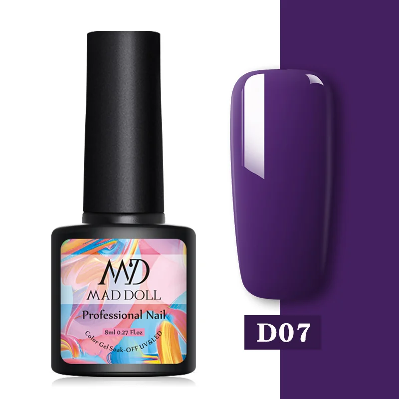D07 MAD DOLL, 8 мл, Гель-лак для ногтей, красный, синий, фиолетовый, смешанные цвета, отмачивается от УФ-лака, долговечный гель для дизайна ногтей - Цвет: D07