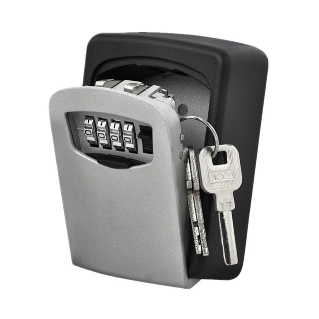 Lock Box Wall Mounted Zinc Alloy Key Safe Box Weatherproof 4 Digit Combination Key Storage Lock Box Indoor Outdoor