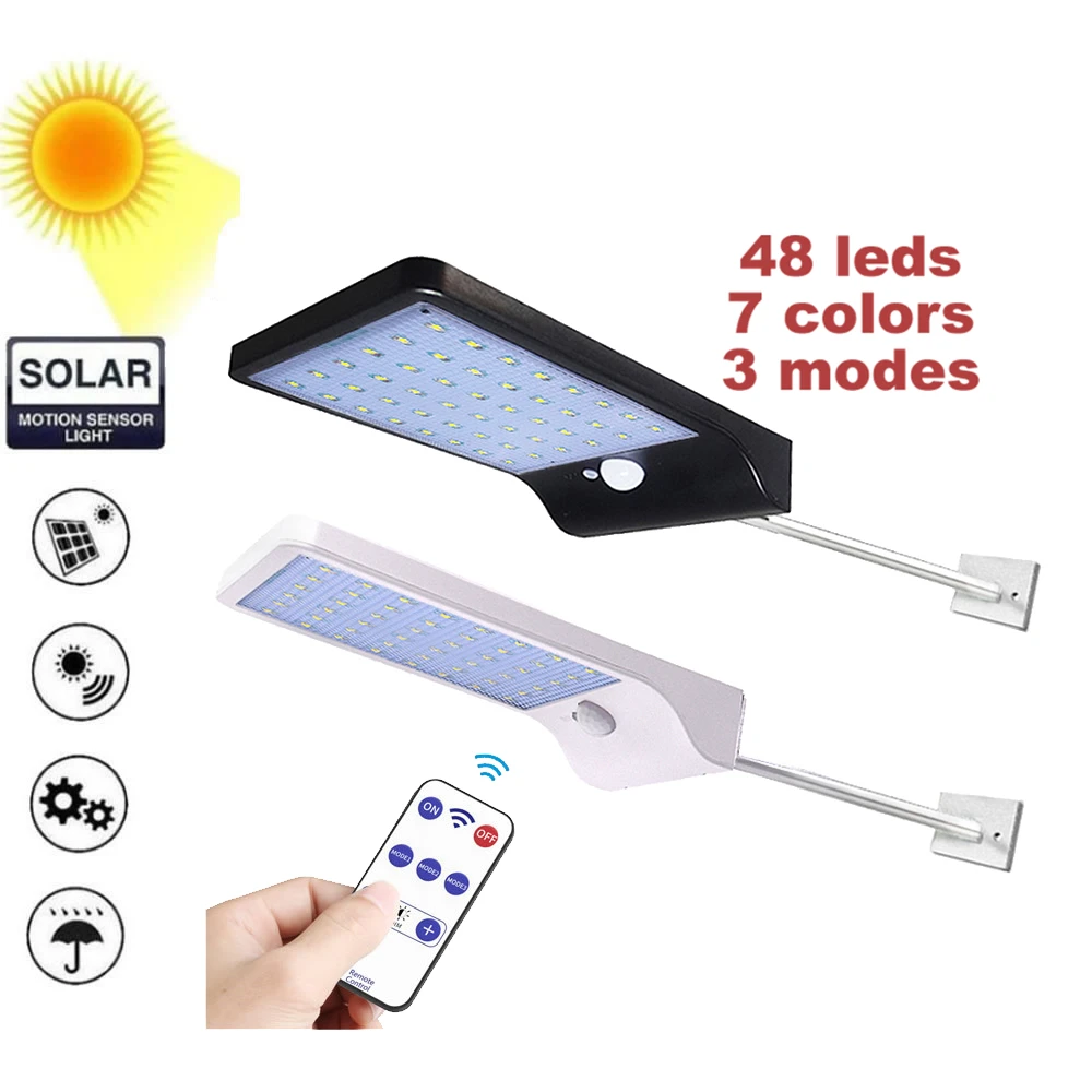 

Outdoor Street Waterproof Wall Lights 48/36 LED Solar Power Street Light PIR Motion Sensor Light Garden Security Lamp spot flood