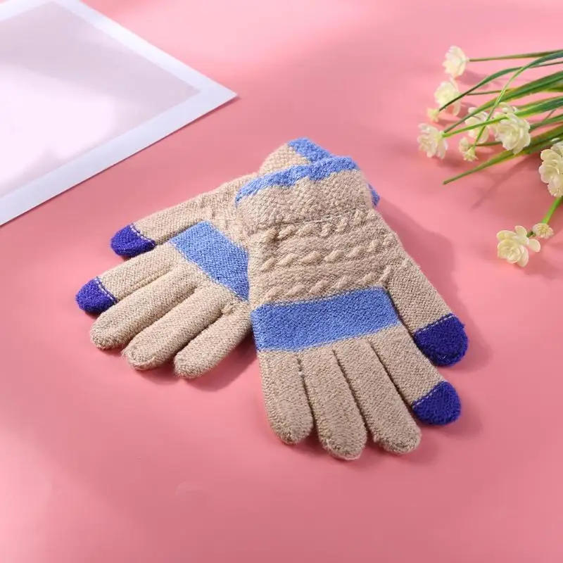Перчатки на палец для новорожденных; милые осенне-зимние теплые утолщенные вязаные перчатки с пальцами; Детские уличные лыжные перчатки; защита рук