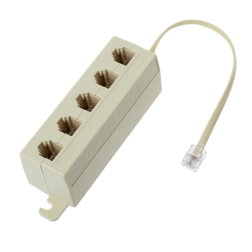 5 Way Outlet RJ11 Telephone Phone Modular Jack Line Splitter Adapter