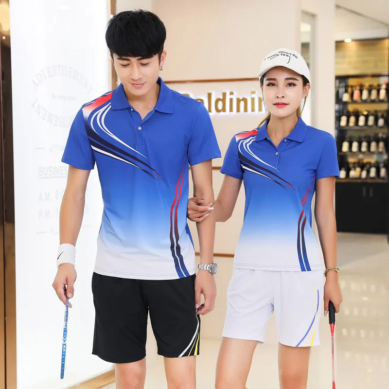 

Short Sleeve T-shirt Shorts Sports Set Fold-down Collar Men And Women Parent And Child Shuttlecock Tennis Sports Clothing Group