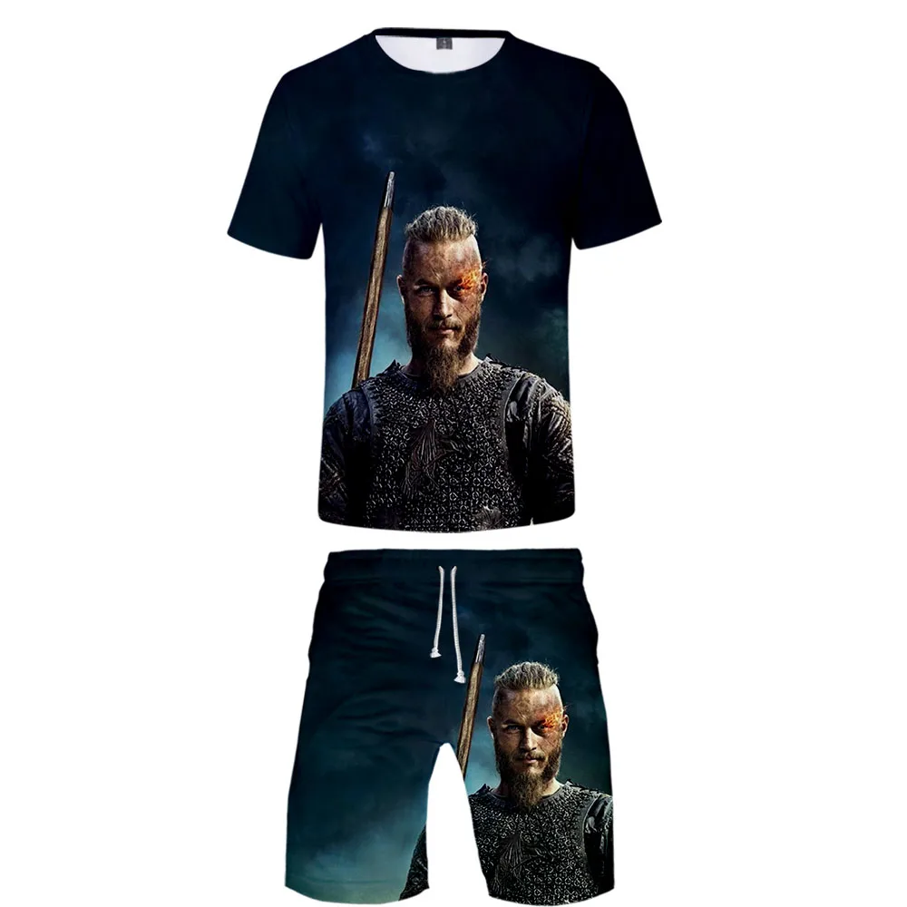 

Vikings Ragnar Lothbrok 3D Style Design Anime men's two piece set is comfortable and casual Motor running