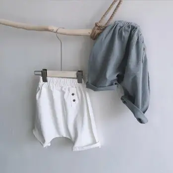 

2020 new wholesale girls boys shorts summer cotton linen fashion kids shorts 2-7 years HO947