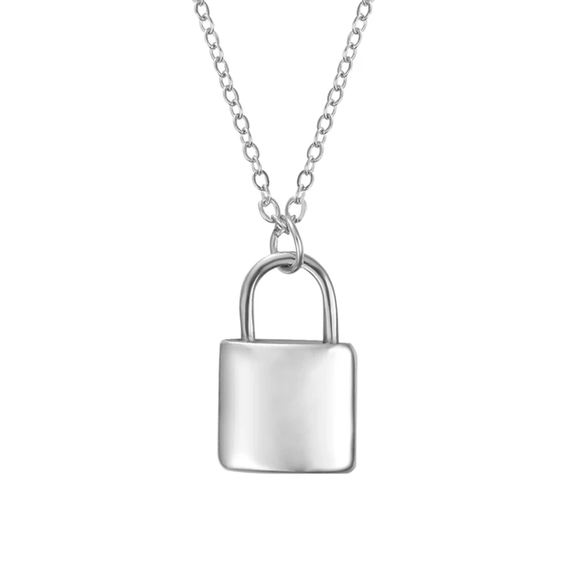 Billie Eilish Pendant Necklace Link Chain Stainless Steel Lock Pendant Necklace Couple Gifts