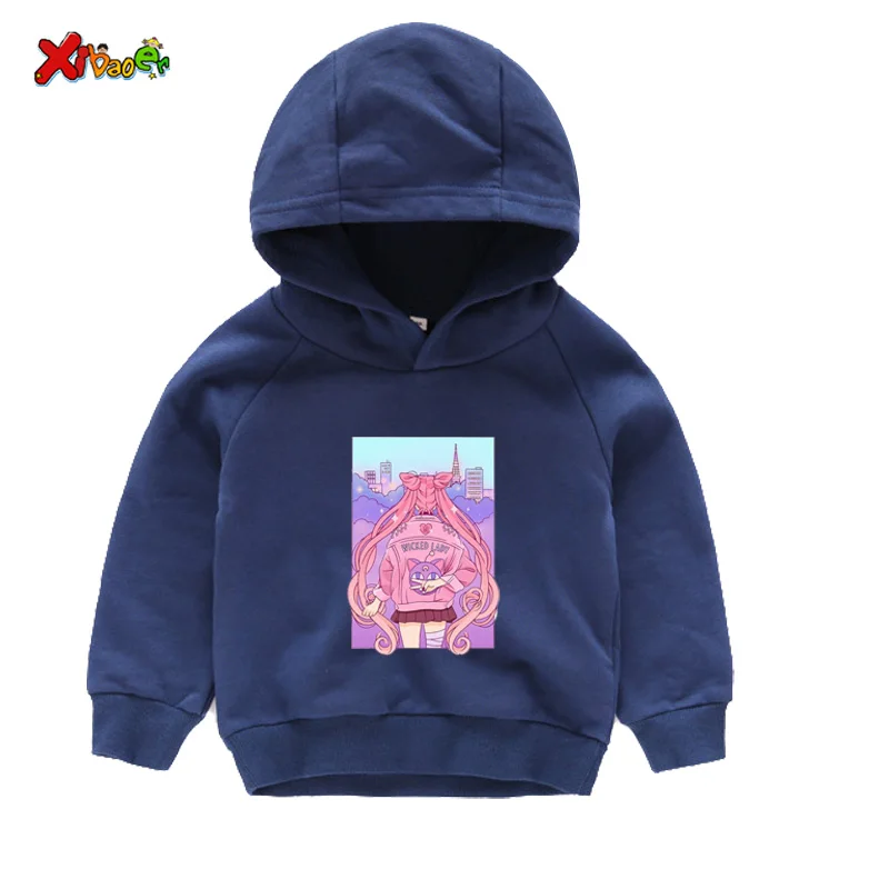 Kids Hoodies Толстовки для девочек хлопковые свитера для малышей Забавные футболки детская белая футболка с Сейлор Муном футболка детская одежда для маленьких девочек - Цвет: Kids Hoodies