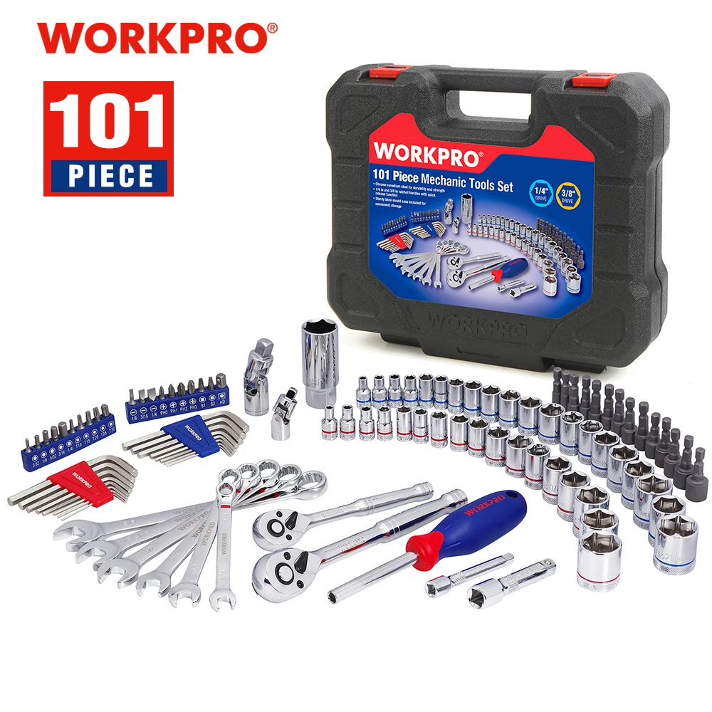 WORKPRO 35PC-164PC Home Tool Set for Car Repair Socket 1/4" 3/8" 1/2" Ratchet Wrenches | Инструменты